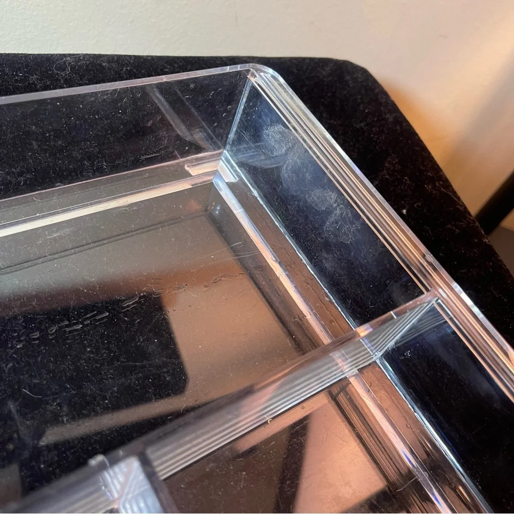 Set of 3 Clear Acrylic Organizer Trays | Vanity Makeup Desk Drawer Storage